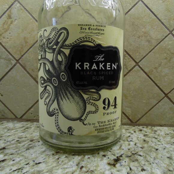 THE KRAKEN EMPTY 1.75 liter RUM BOTTLE DOUBLE HANDLE - Picture 1 of 5